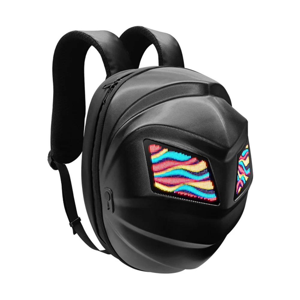 Zaino per moto a LED con schermo digitale programmabile, borsa per casco da ciclismo impermeabile per esterni per escursioni, guida in moto