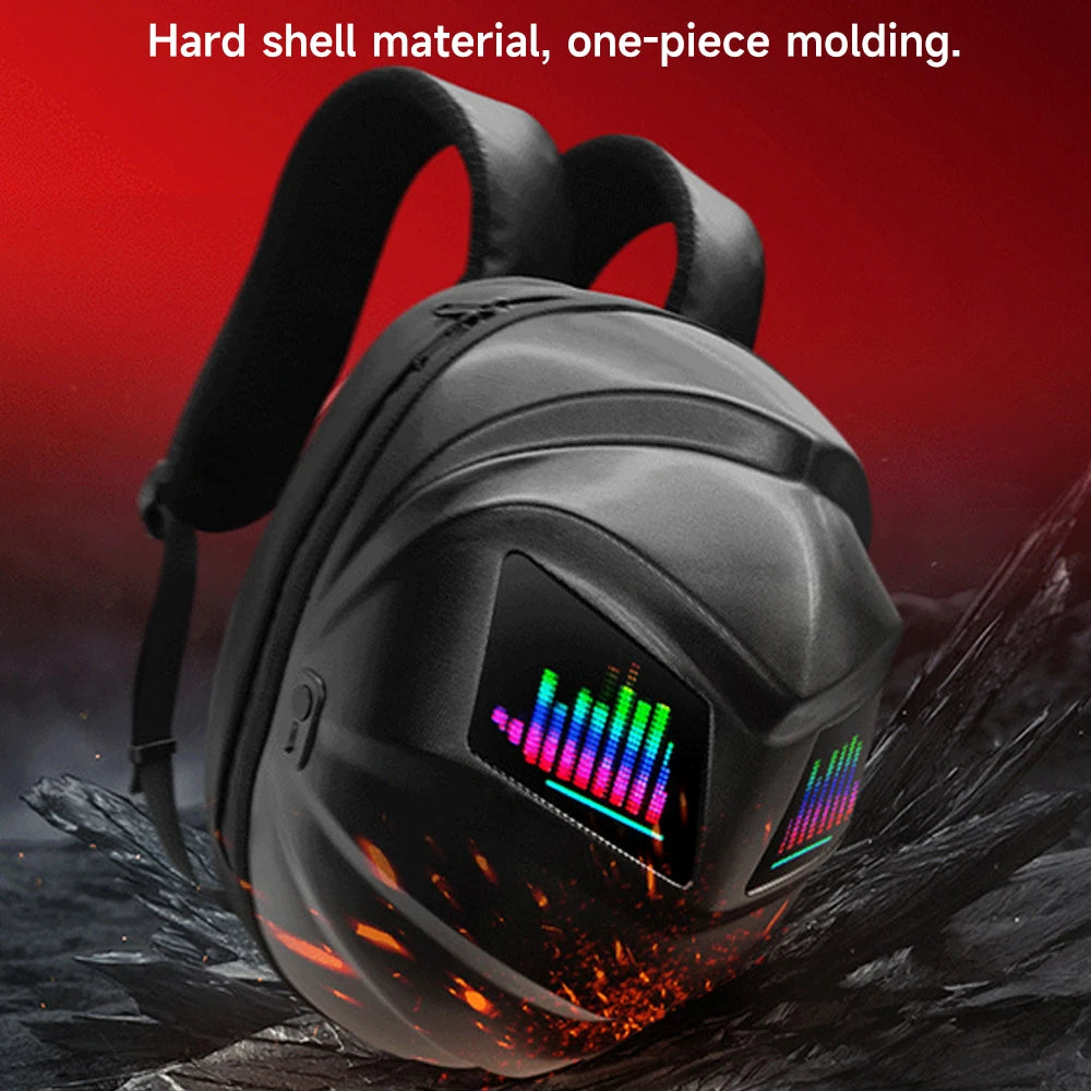Zaino per moto a LED con schermo digitale programmabile, borsa per casco da ciclismo impermeabile per esterni per escursioni, guida in moto