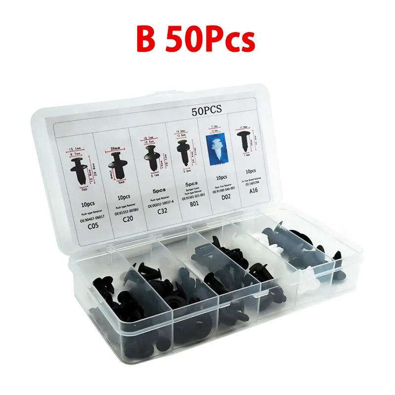 Clip di fissaggio automatica Misto per carrozzeria auto Push Fermo Pin Rivetto Paraurti Porta Trim Pannello di fissaggio Kit clip per auto Confezione scatola o borsa
