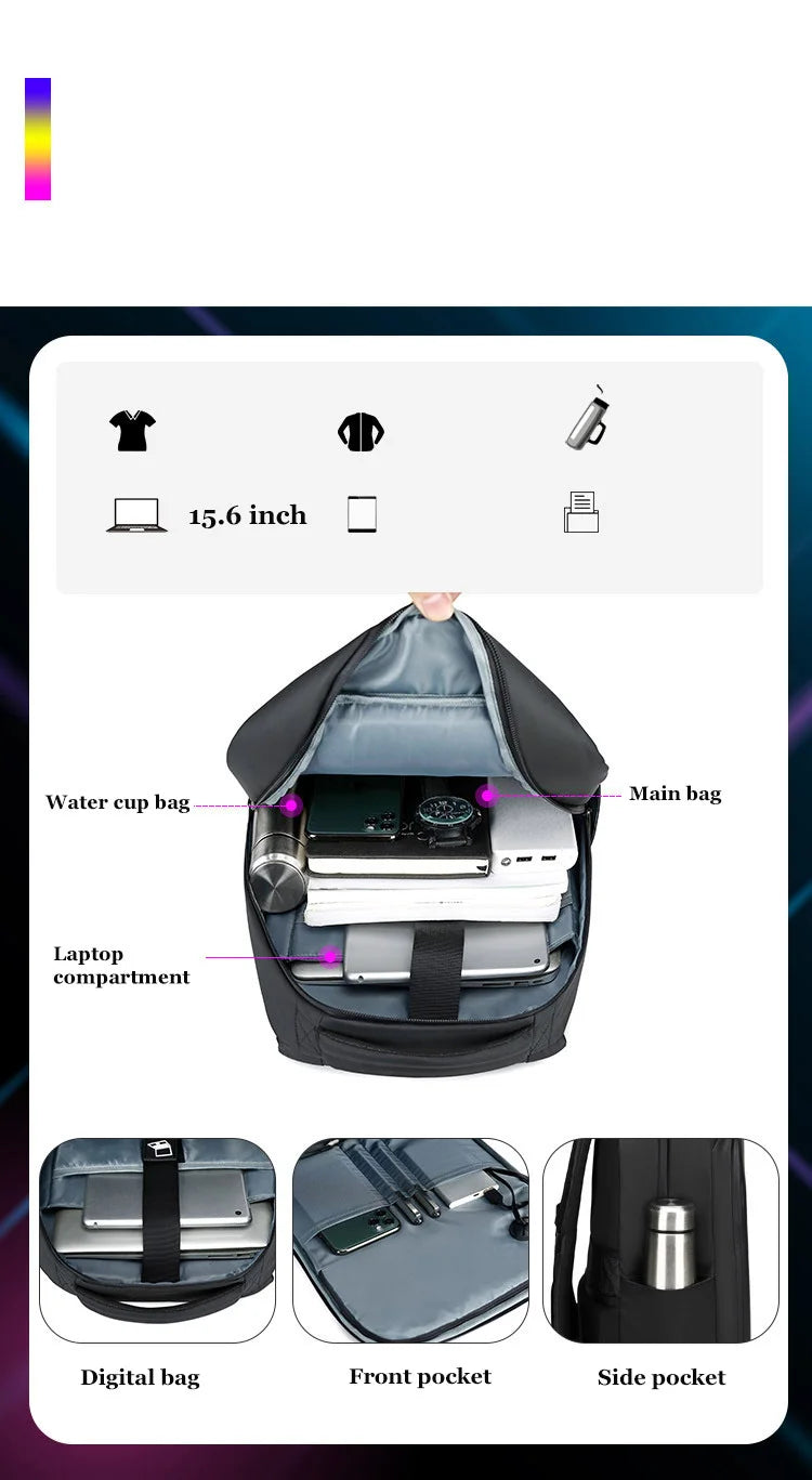 Zaino con display a LED Viaggio d'affari Zaino per laptop da 15,6 pollici Zaino da uomo intelligente fai da te Zaino da scuola Zaino multimediale da donna