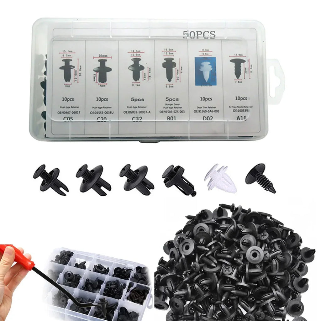Clip di fissaggio automatica Misto per carrozzeria auto Push Fermo Pin Rivetto Paraurti Porta Trim Pannello di fissaggio Kit clip per auto Confezione scatola o borsa