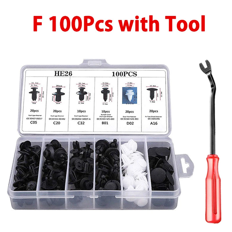Clip di fissaggio automatica Misto per carrozzeria auto Push Fermo Pin Rivetto Paraurti Porta Trim Pannello di fissaggio Kit clip per auto Confezione scatola o borsa