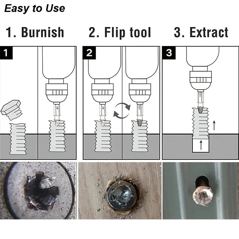 Set di estrattori per viti danneggiate Punta da trapano HSS Dispositivo di rimozione rotto spelato Piccolo kit da presa facile e facile Utensili elettrici da demolizione