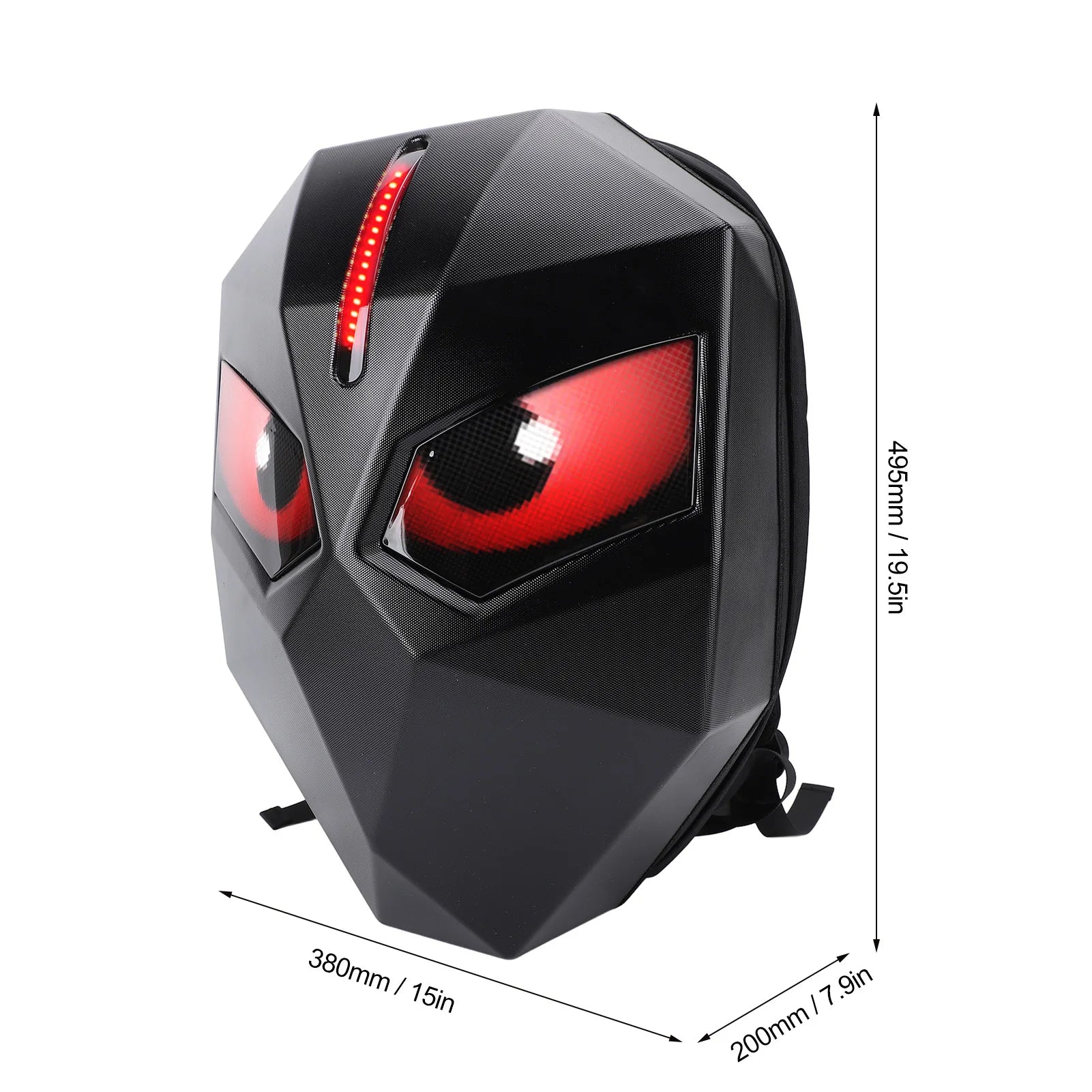 Zaino a LED Zaino per moto a LED Zaino per moto a LED 60x48 Pixel Borsa per casco con guscio rigido per schermo programmabile con controllo APP