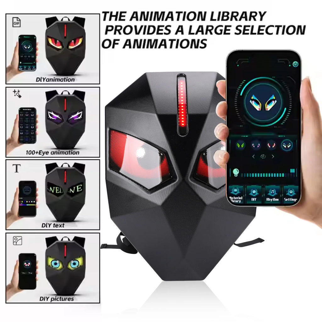 Zaino a LED Zaino per moto a LED Zaino per moto a LED 60x48 Pixel Borsa per casco con guscio rigido per schermo programmabile con controllo APP