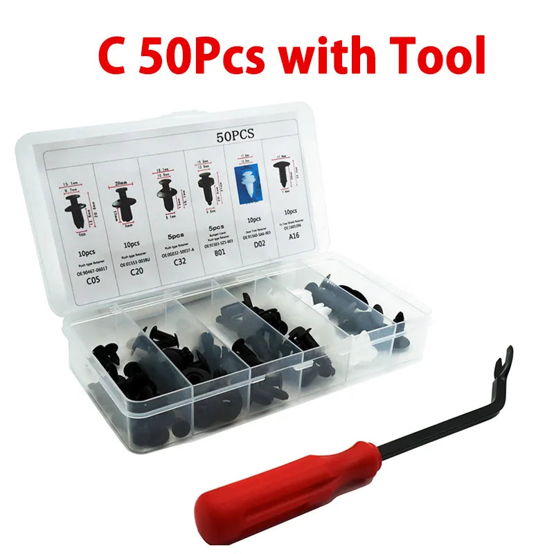 Clip di fissaggio automatica Misto per carrozzeria auto Push Fermo Pin Rivetto Paraurti Porta Trim Pannello di fissaggio Kit clip per auto Confezione scatola o borsa