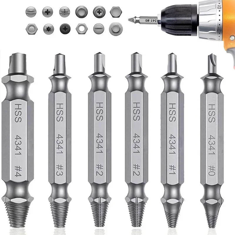Set di estrattori per viti danneggiate Punta da trapano HSS Dispositivo di rimozione rotto spelato Piccolo kit da presa facile e facile Utensili elettrici da demolizione