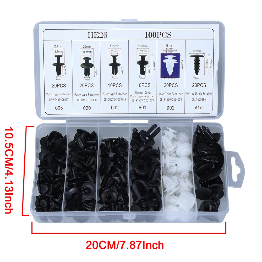 Clip di fissaggio automatica Misto per carrozzeria auto Push Fermo Pin Rivetto Paraurti Porta Trim Pannello di fissaggio Kit clip per auto Confezione scatola o borsa