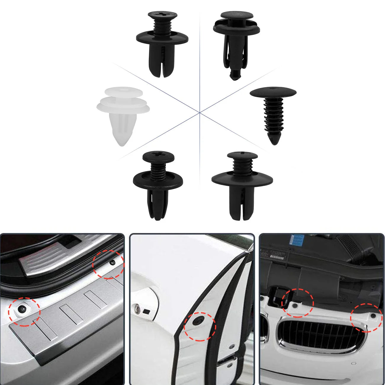 Clip di fissaggio automatica Misto per carrozzeria auto Push Fermo Pin Rivetto Paraurti Porta Trim Pannello di fissaggio Kit clip per auto Confezione scatola o borsa