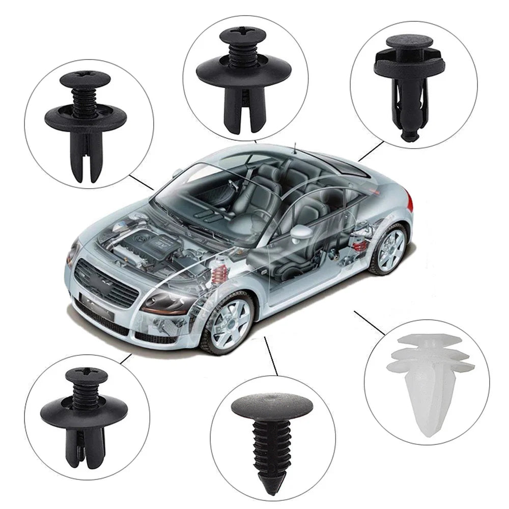 Clip di fissaggio automatica Misto per carrozzeria auto Push Fermo Pin Rivetto Paraurti Porta Trim Pannello di fissaggio Kit clip per auto Confezione scatola o borsa