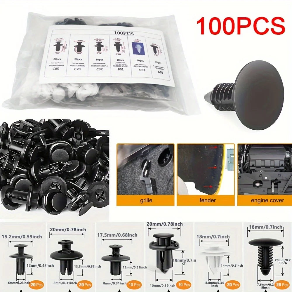 Clip di fissaggio automatica Misto per carrozzeria auto Push Fermo Pin Rivetto Paraurti Porta Trim Pannello di fissaggio Kit clip per auto Confezione scatola o borsa
