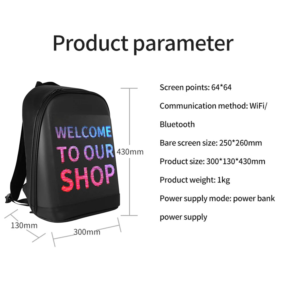 Donne uomini LED Display a piedi pubblicità zaino scuola borse per Laptop