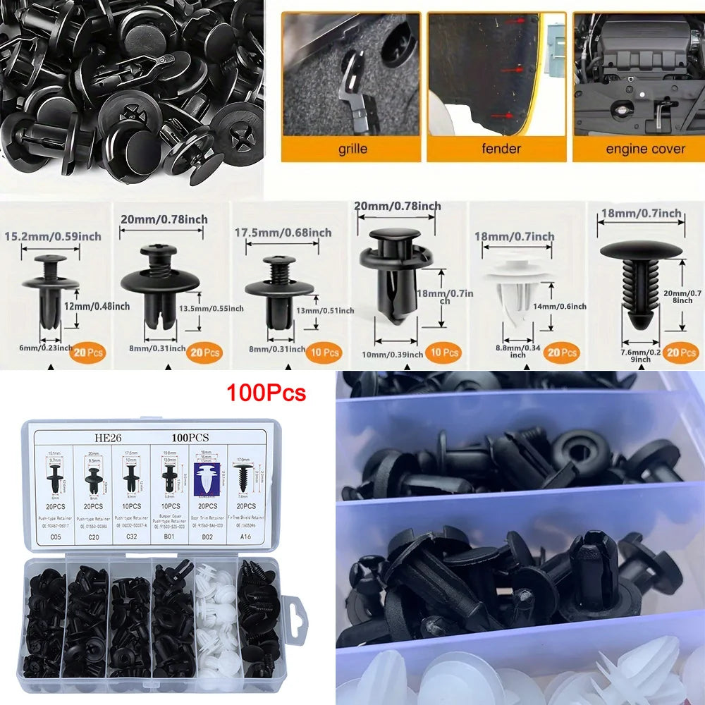 Clip di fissaggio automatica Misto per carrozzeria auto Push Fermo Pin Rivetto Paraurti Porta Trim Pannello di fissaggio Kit clip per auto Confezione scatola o borsa